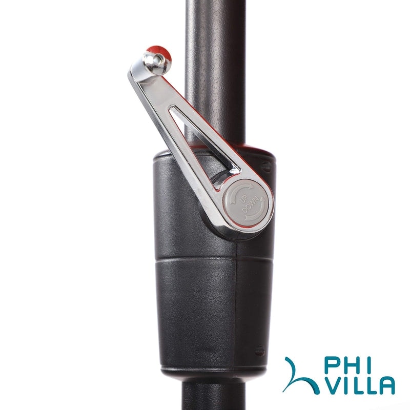 Ensemble de salle à manger de patio 6 pièces MAISON ARTS avec parasol à inclinaison automatique à 3 niveaux de 10 pieds : 4 chaises d'extérieur en métal et 1 table à manger carrée en métal