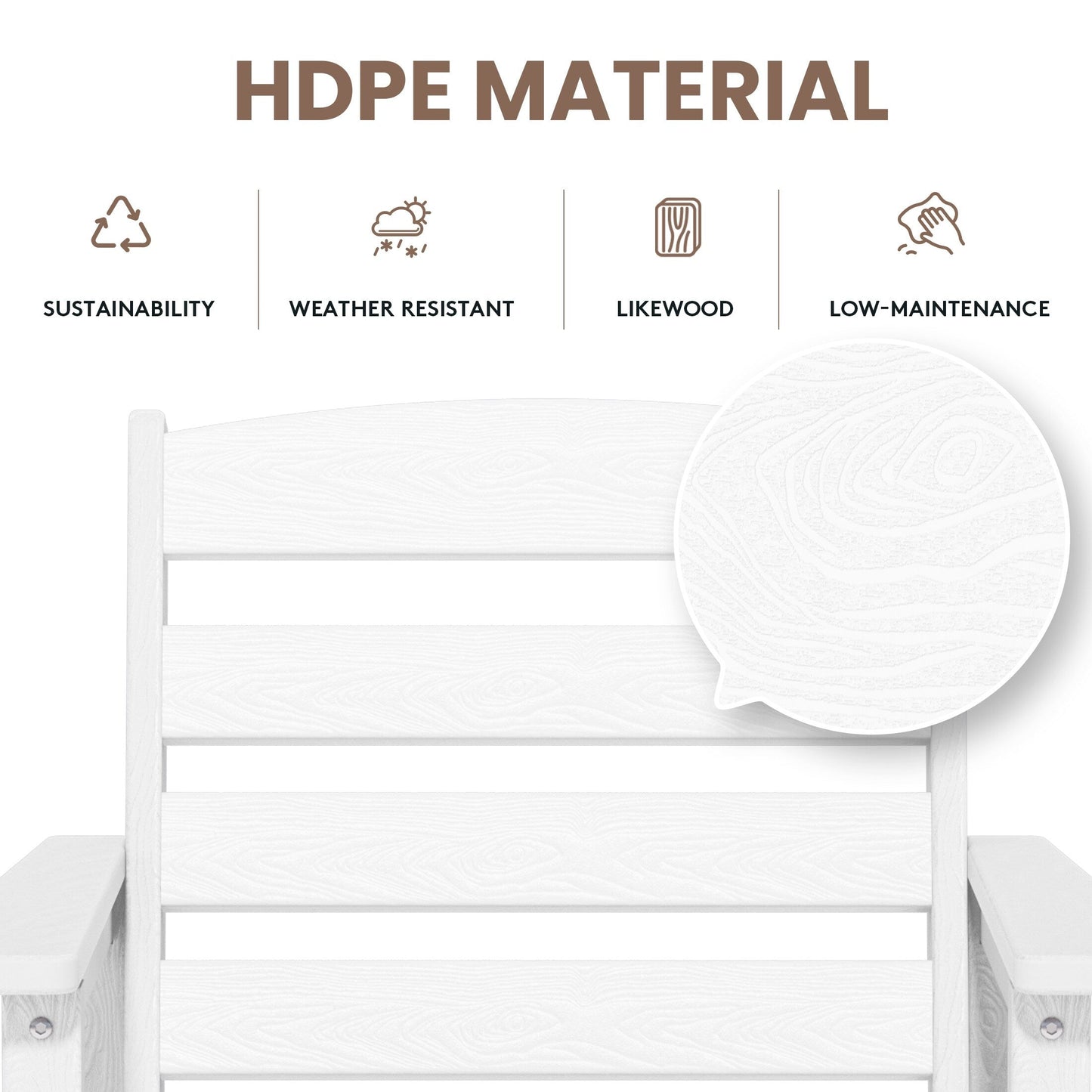 Ensemble de 3 chaises hautes Adirondack en plastique pour patio