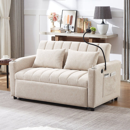 Canapé-lit convertible Roomfitters avec ports USB, poches latérales, porte-gobelets et support de téléphone pivotant pour le salon