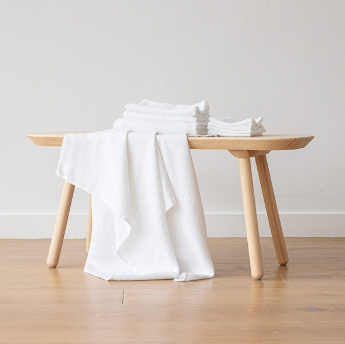 Serviette gaufrée en lin | Blanche