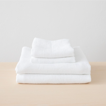 Serviette gaufrée en lin | Blanche