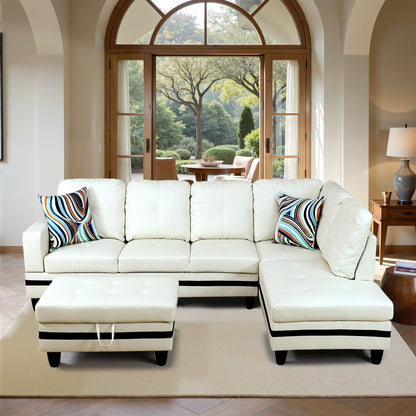 Ensemble de canapés de salon 3 pièces en cuir synthétique semi-PU