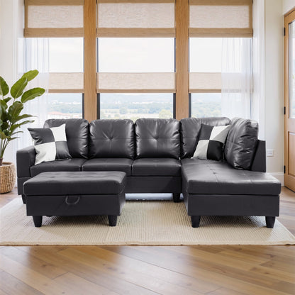 Ensemble de canapés de salon 3 pièces en cuir synthétique semi-PU