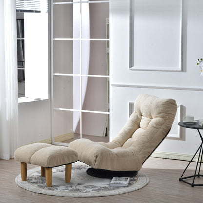 Ensemble de fauteuil inclinable rembourré sans accoudoirs avec pouf et appui-tête réglable