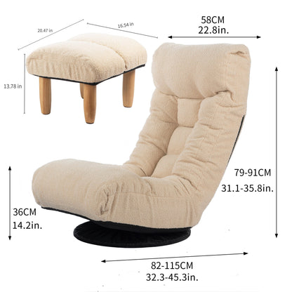 Ensemble de fauteuil inclinable rembourré sans accoudoirs avec pouf et appui-tête réglable