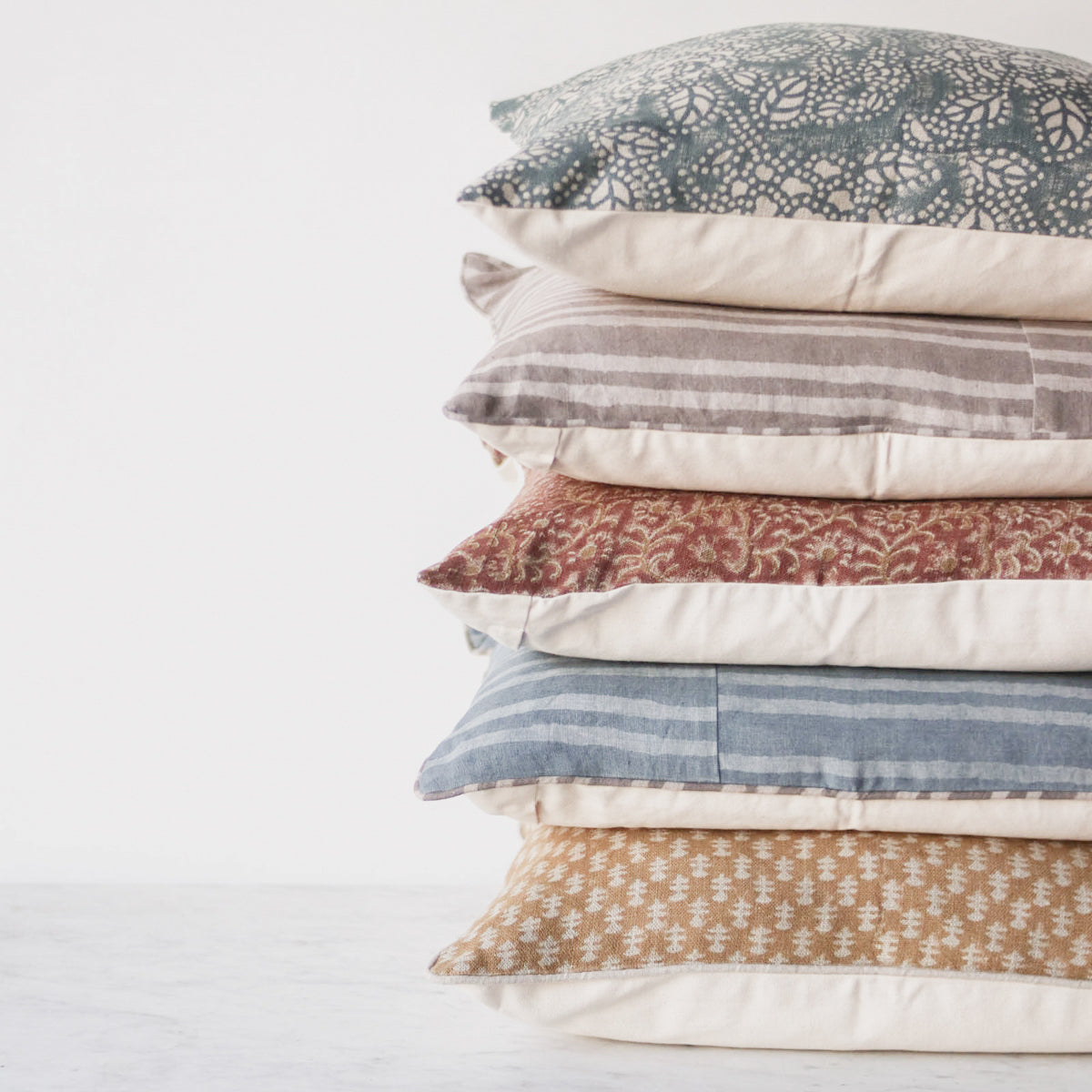 Housse de coussin en lin imprimé | Boti Moutarde